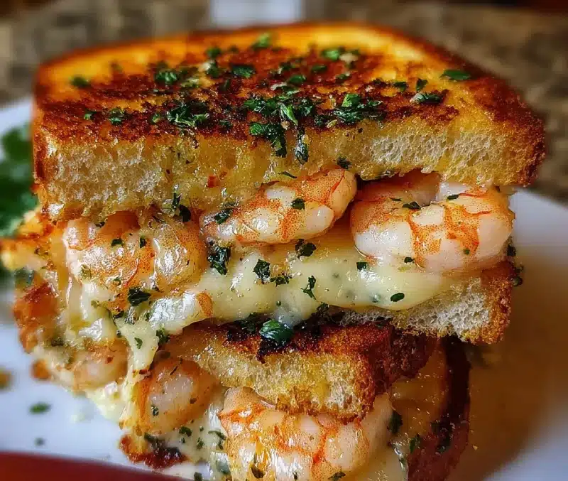 Shrimp Grilled Cheese with Garlic Bread