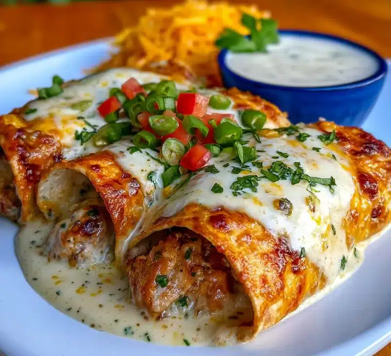 Chicken Enchiladas with Sour Cream White Sauce