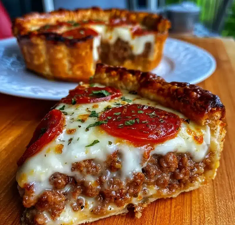 Deep Hamburger Sausage & Pepperoni Pie