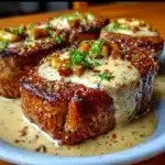 Steak with Haunted Bourbon Garlic Cream Sauce