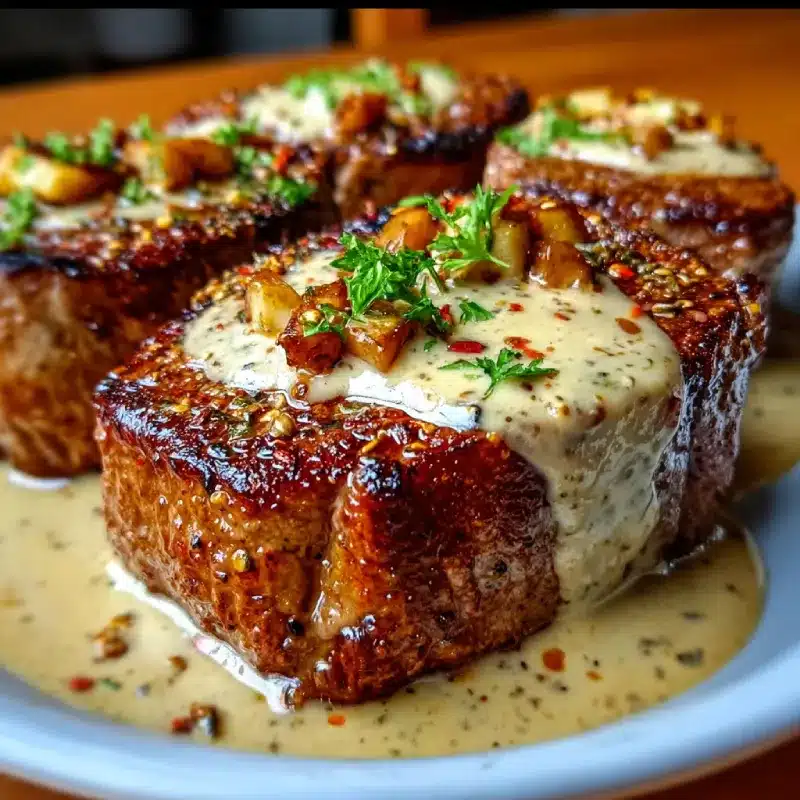 Steak with Haunted Bourbon Garlic Cream Sauce