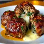 Spinach Garlic Meatballs Stuffed with Mozzarella