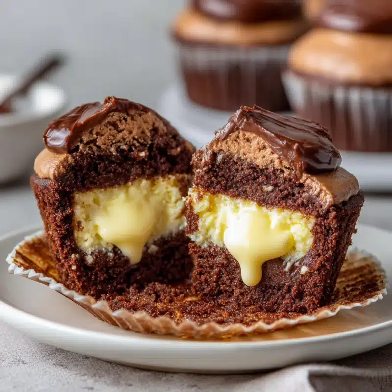Cheesecake-Stuffed Chocolate Cupcakes 1 Cheesecake-Stuffed Chocolate Cupcakes