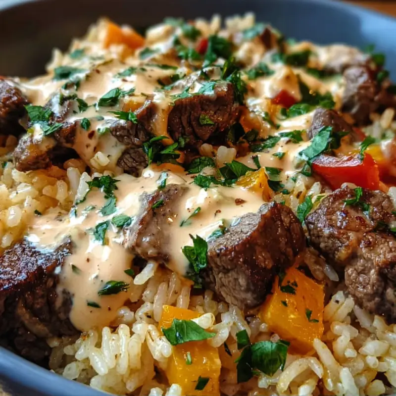 Cheesy Steak & Queso Rice 1 Cheesy Steak & Queso Rice