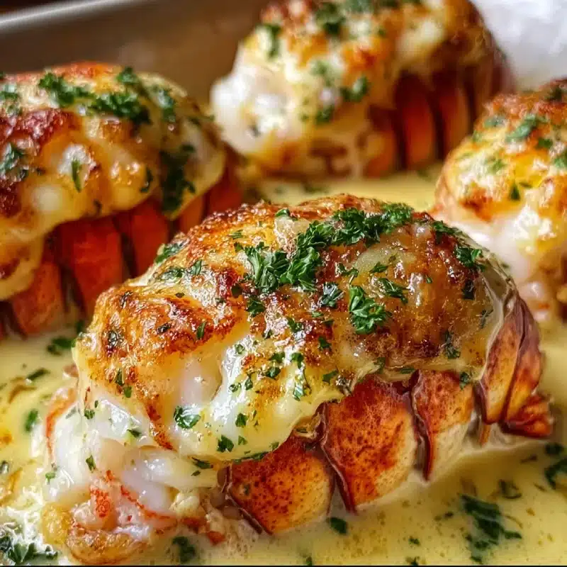 Broiled Lobster Tails in Creamy Garlic Butter Sauce 1 Broiled Lobster Tails in Creamy Garlic Butter Sauce
