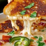 Spicy Jalapeño Popper Soup with Grilled Cheese Dippers