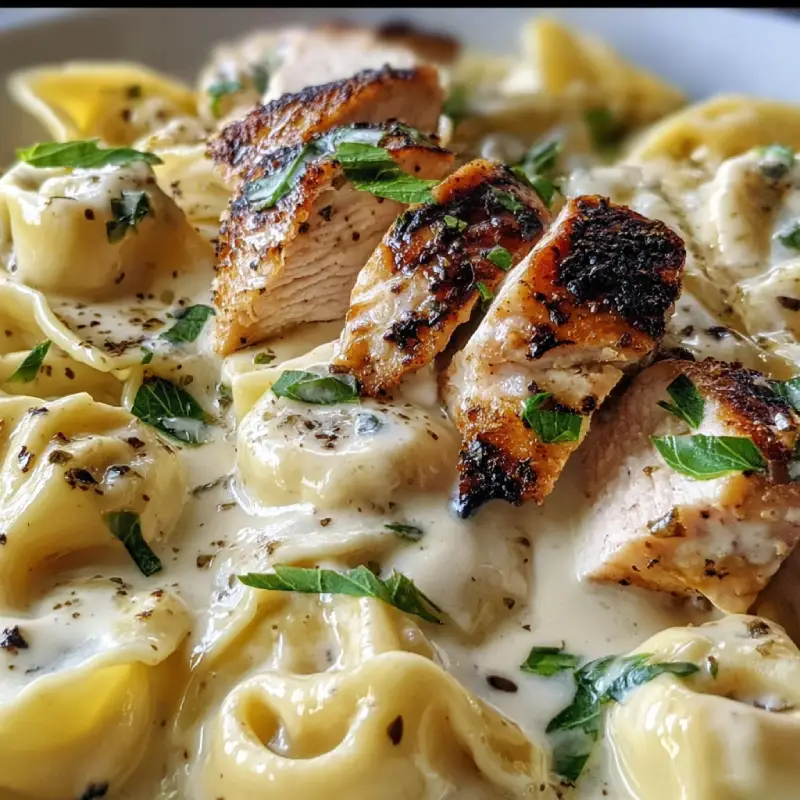 Asiago Tortellini Alfredo with Grilled Chicken