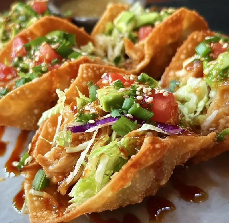 Crispy Chicken Wonton Tacos 1 Crispy Chicken Wonton Tacos